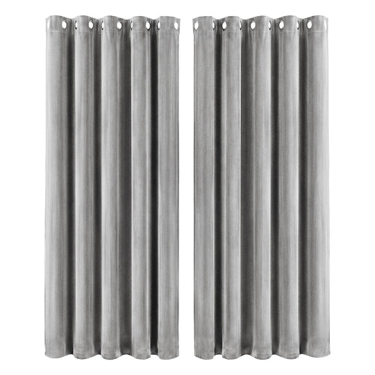 Velvet Blackout Curtains Eyelet 2 Panels Grey | Simpledeals