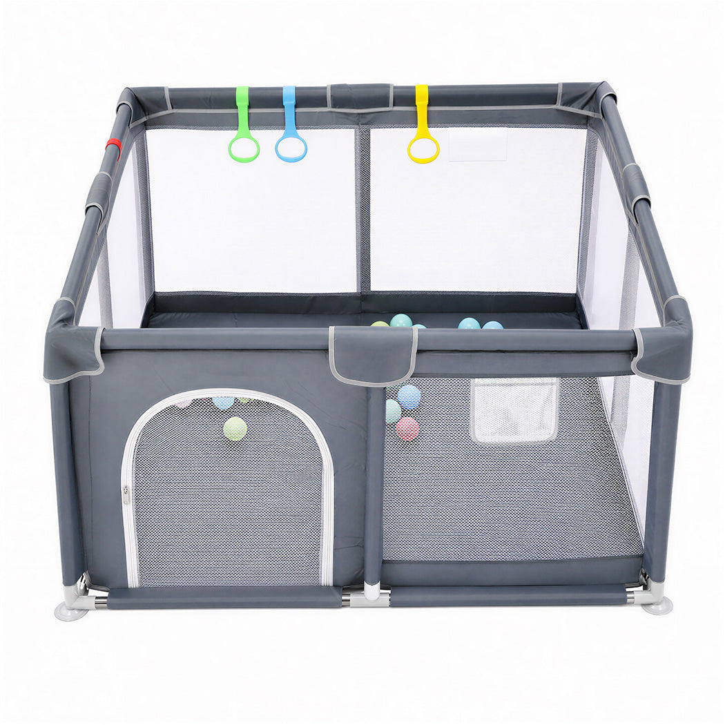 Large Baby Playpen Grey Mesh 150x180cm