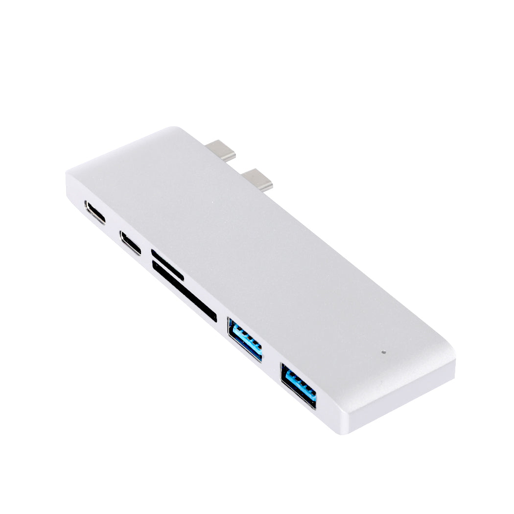 Silver colour - USB 3.0 Type-C HUB 6 Port Powered Adapter Silver