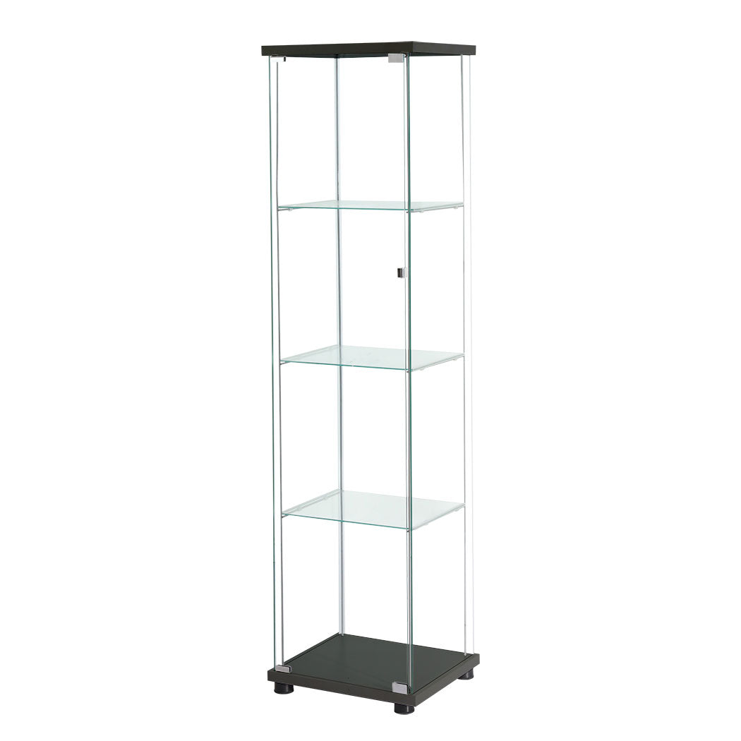 Black colour - Contemporary Display Storage Cabinet Glass Black  High Back Support