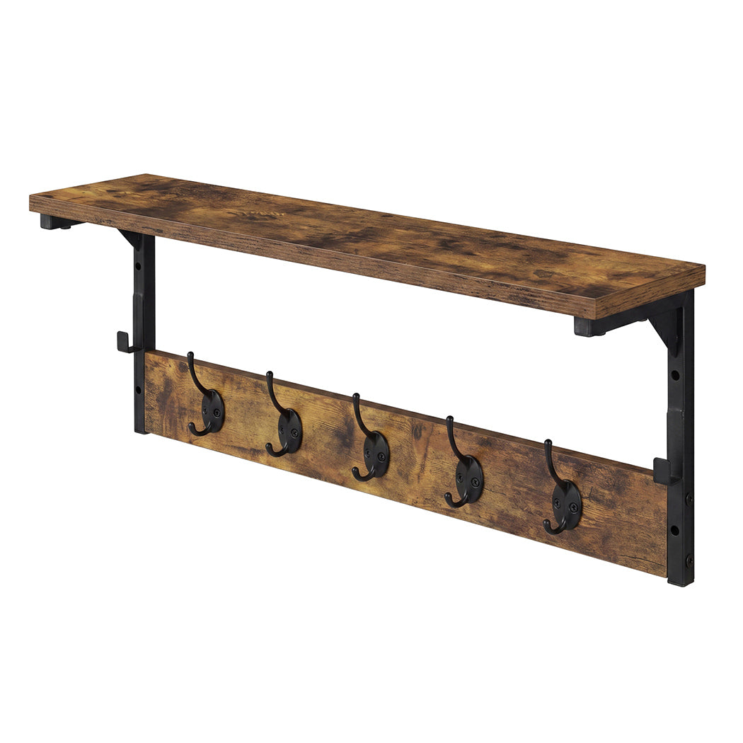Wall Mounted Coat Rack Shelf 7 Hooks | Simpledeals