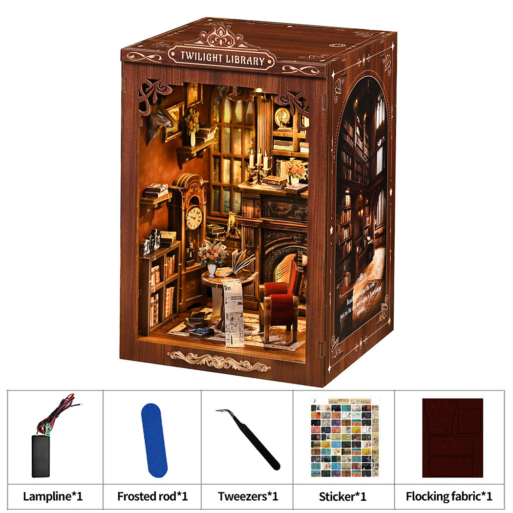 Miniature Bookstore Kit With Warm LED 12x11x19cm