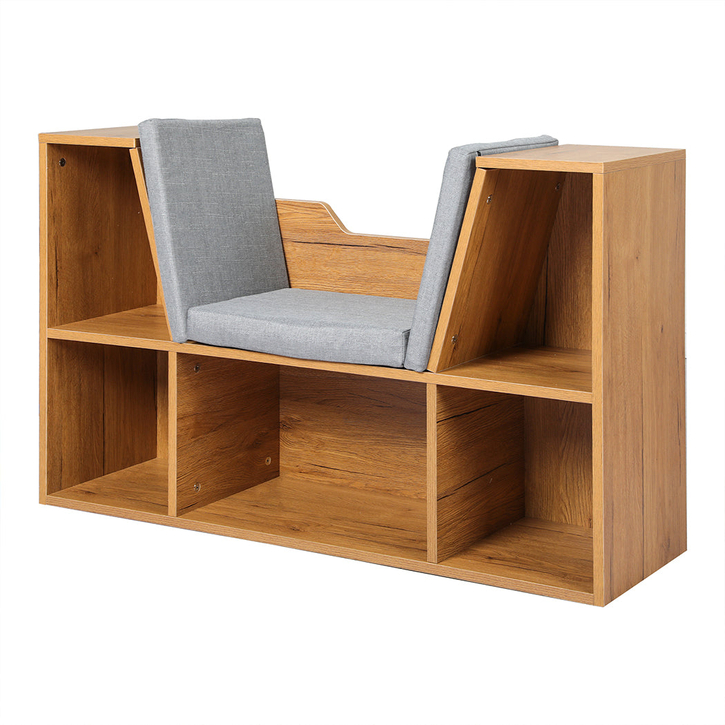 Kids Brown Bookcase & Toy Box Shelf Storage Organizer for Children