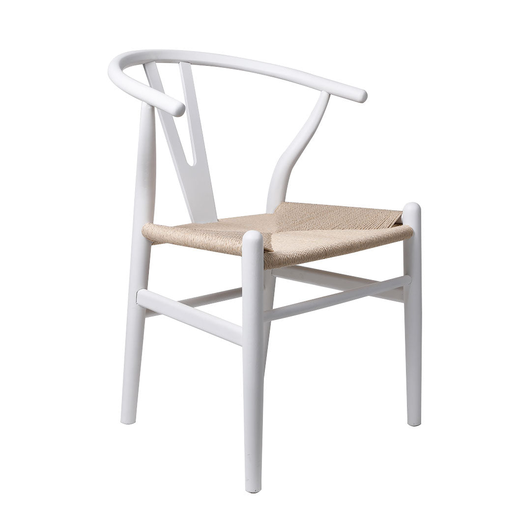 White colour - 2x Dining Chairs Wooden Hans White