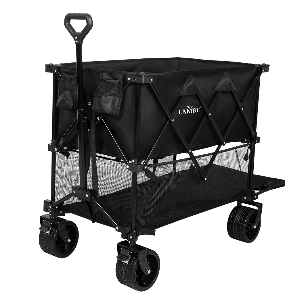 Folding Wagon Cart Double Layer 132x107x56.5cm