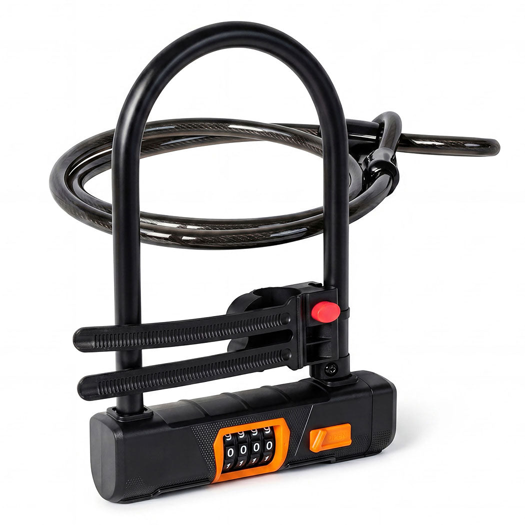 4-Digit Bike D Lock Security Cable Anti-Theft | Simpledeals