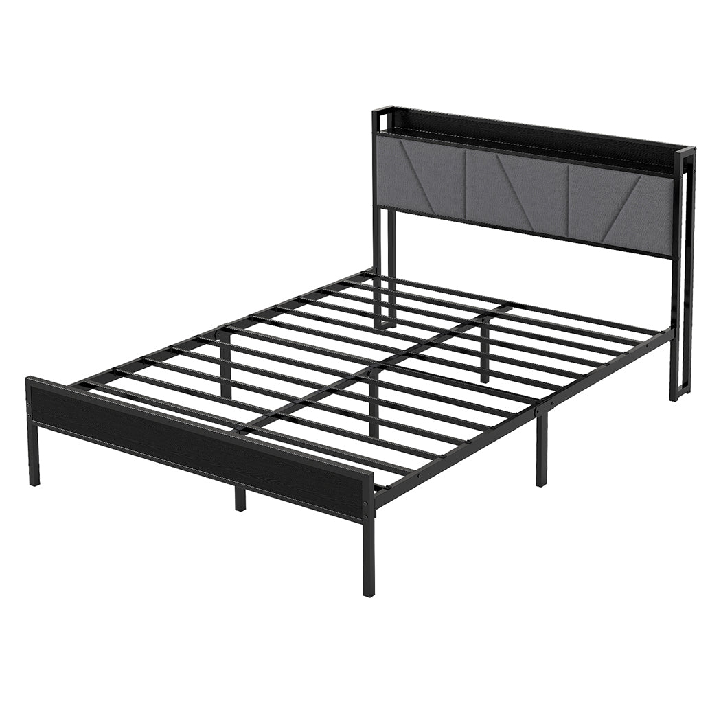 Queen Bed Frame Grey Steel 204x153cm