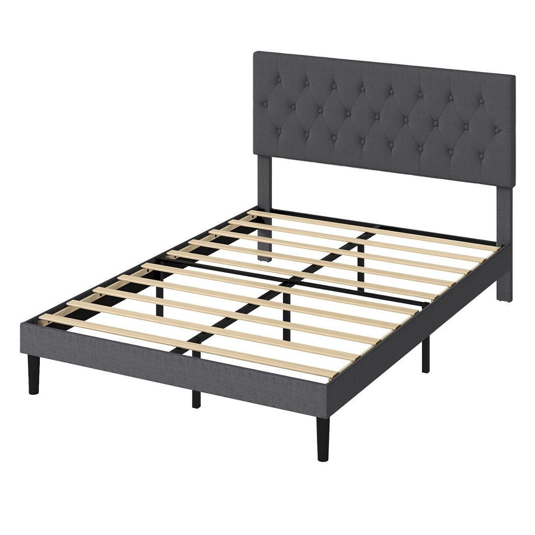 Grey Upholstered Queen Bed Frame 203.5x155x103cm