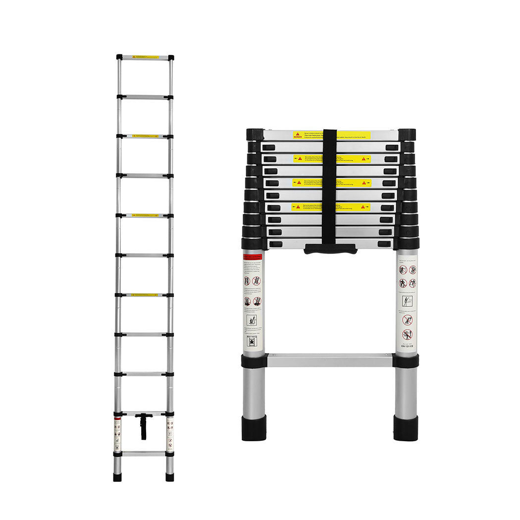 3.2M Telescopic Ladder Aluminium Extendable Folding Ladder 150kg