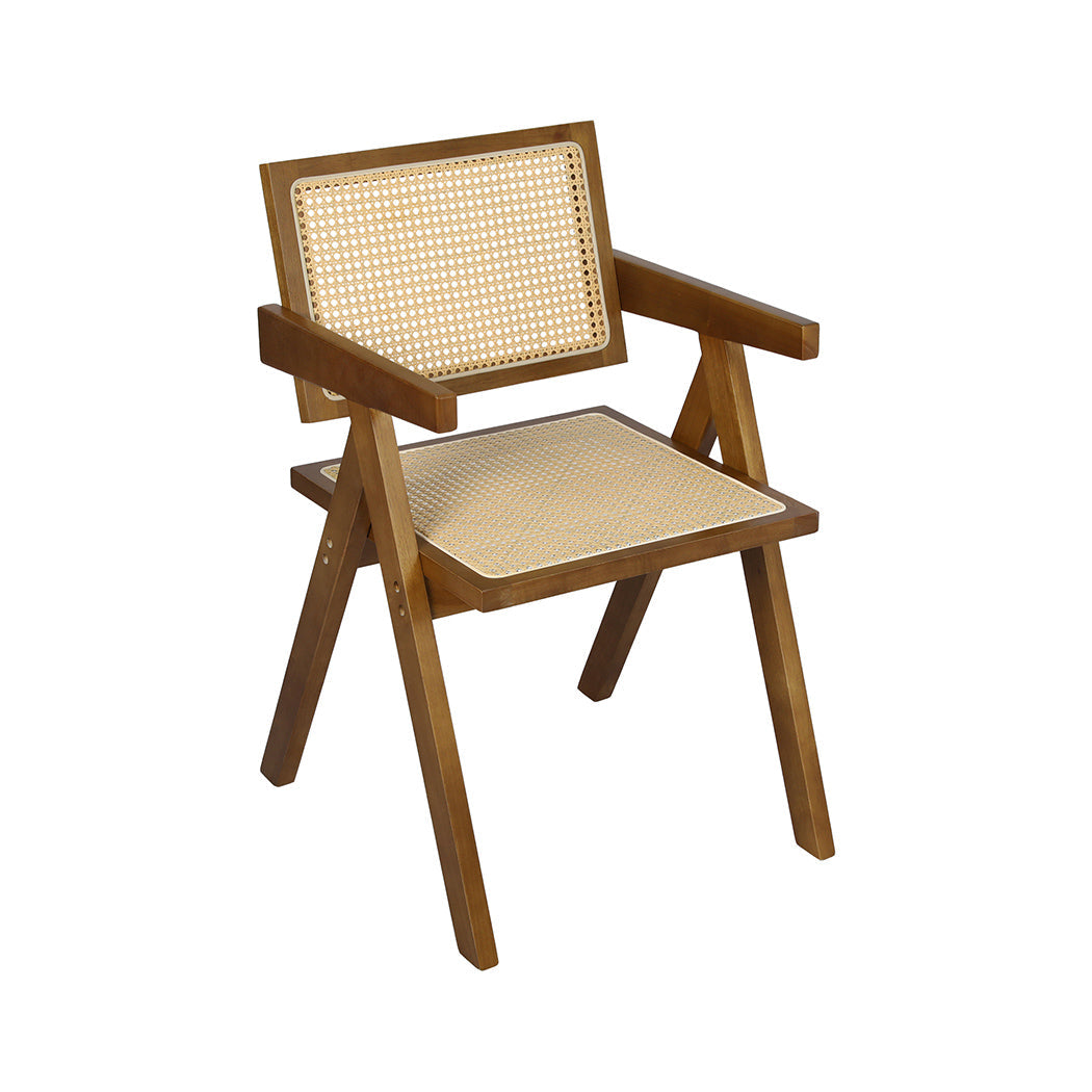 Walnut colour - Modern 1x Walnut Wicker Armchair Dining Chair  Premium Quality Build