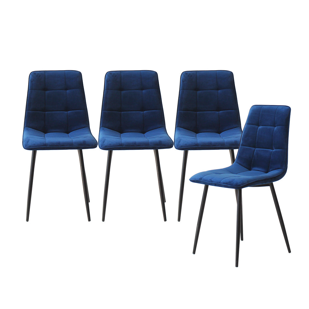 4x Dining Chairs Lounge Room Padded Seat PU Leather Grey/Blue