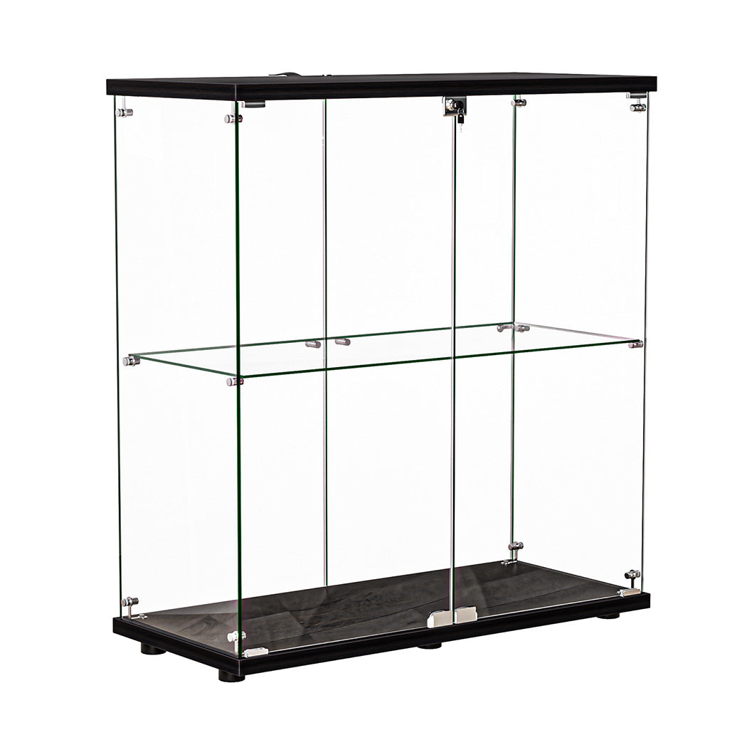 Glass finish - Luxury Glass Display Cabinet Lockable Collections Storage 2 Tier