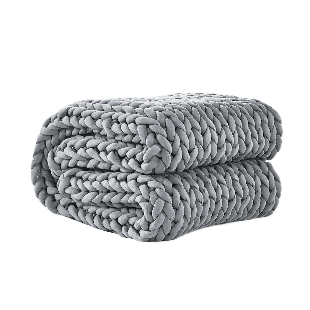 Grey colour - Compact Knitted Weighted Blanket Chunky Grey Kids  Scandi Inspired