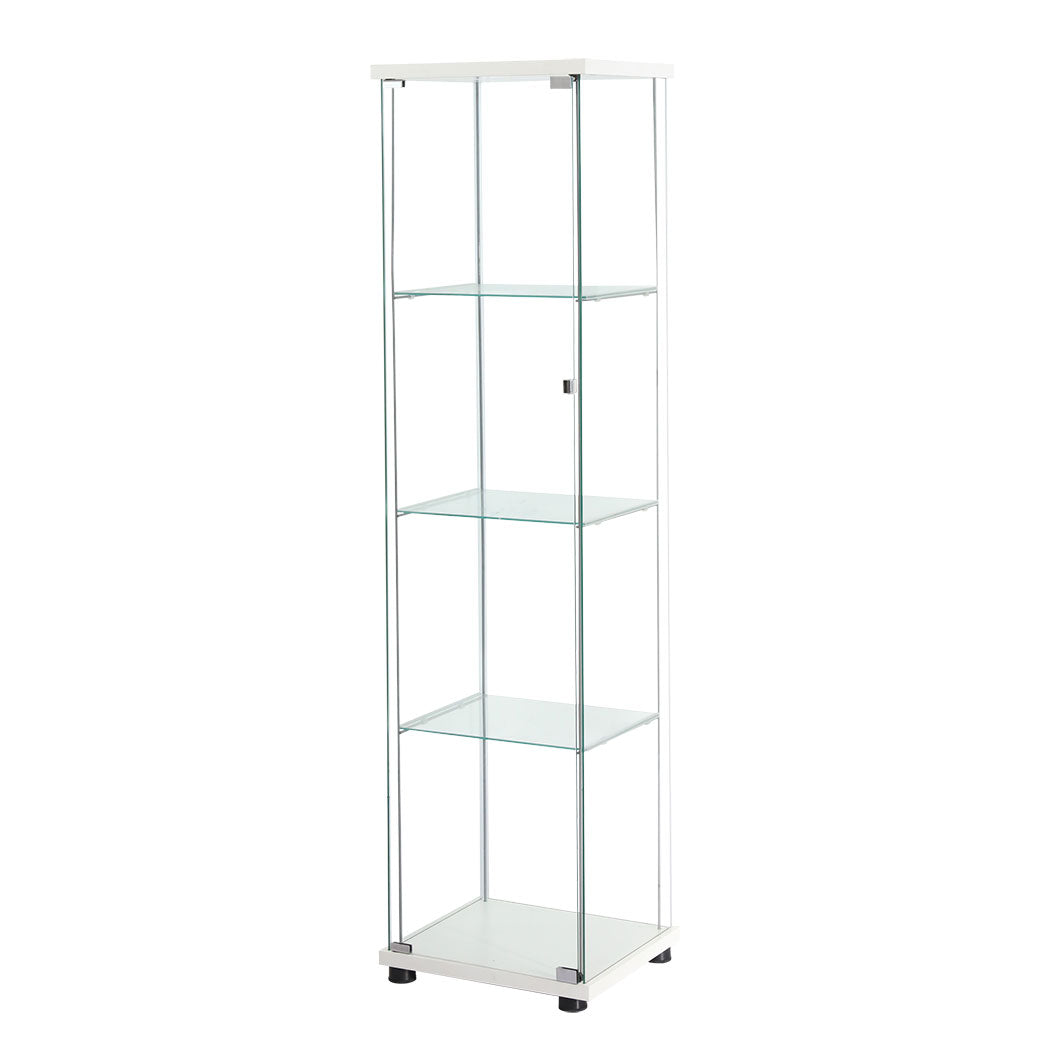 White colour - Functional Display Cabinet Tempered Glass White  Comfortable Design