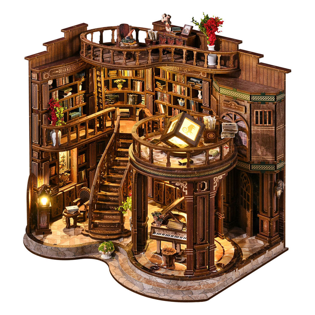 Vintage Library Book Nook Kit Walnut 23x17x23cm