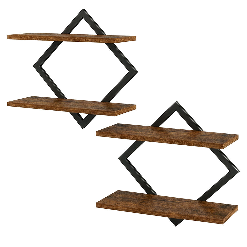 Floating Wall Shelf 2 Tier Industrial Bookshelf | Simpledeal