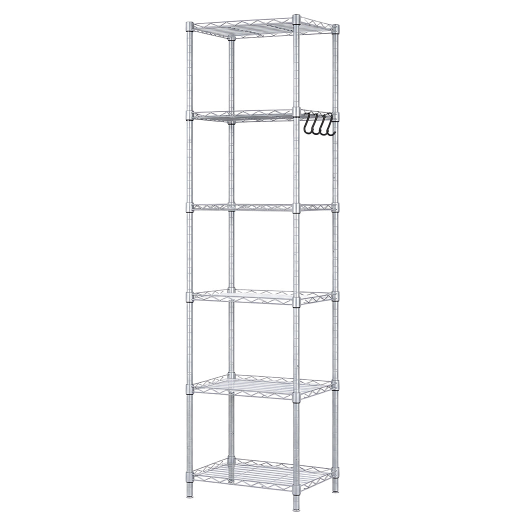Silver 6 Tier Shelving Unit 42x32x161cm