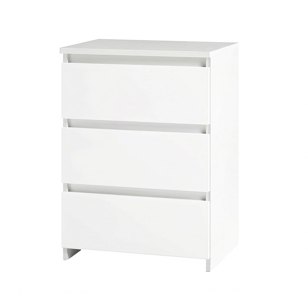 Bedside Table 3 Drawers White 45x35x61cm