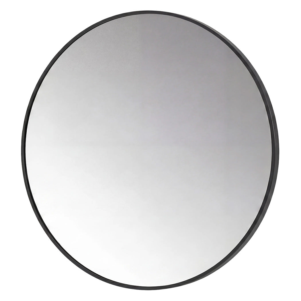 60cm Round Bathroom Mirror Black Frame HD Glass | Simpledeals