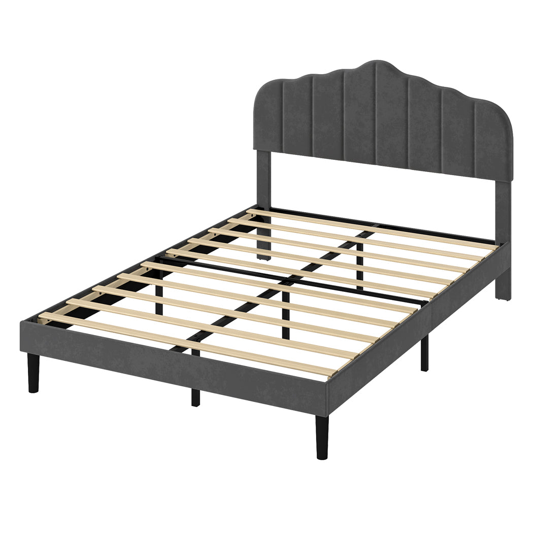 Queen Bed Frame Upholstered Grey 203.5x155x103cm