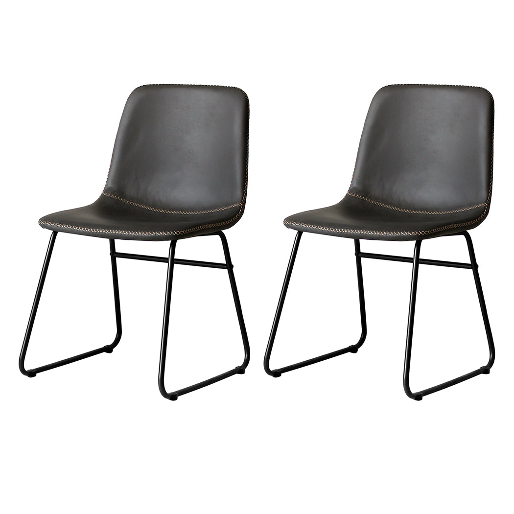 Dining Chairs Black Faux Leather 44x55x81cm