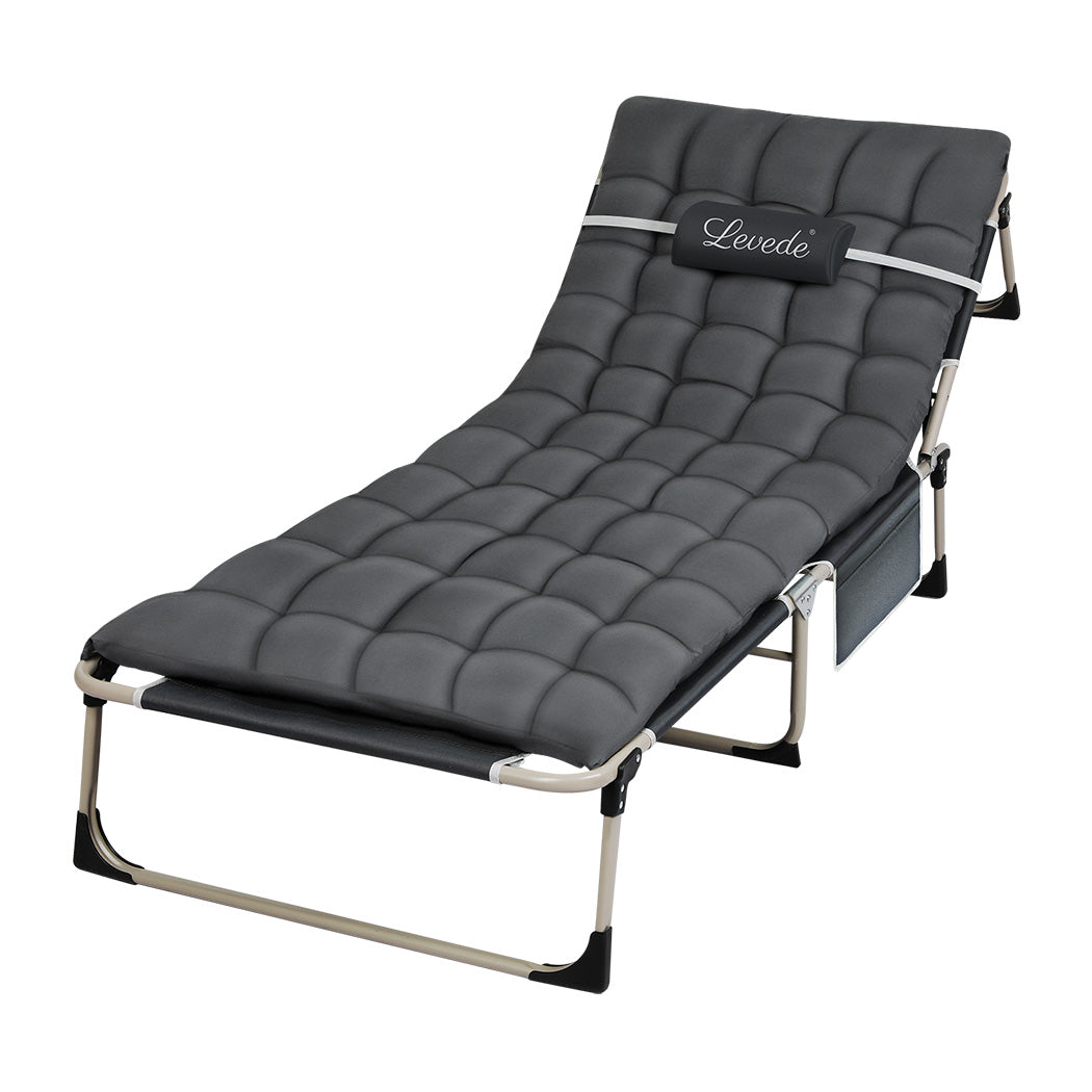 Folding Camping Bed Portable Grey 25x0.7cm