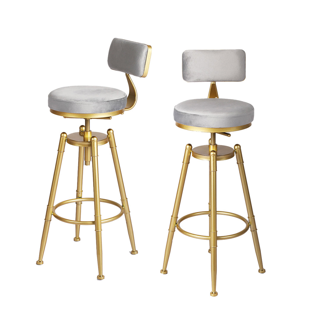 1x Grey Bar Stool Kitchen Chair Adjustable Counter Seat