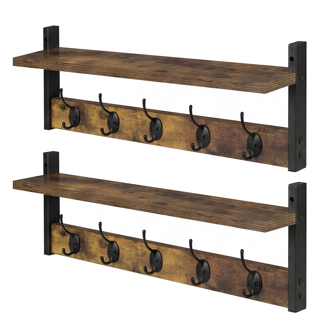 Wall Mounted Coat Rack Shelf Double Hooks | Simpledeals