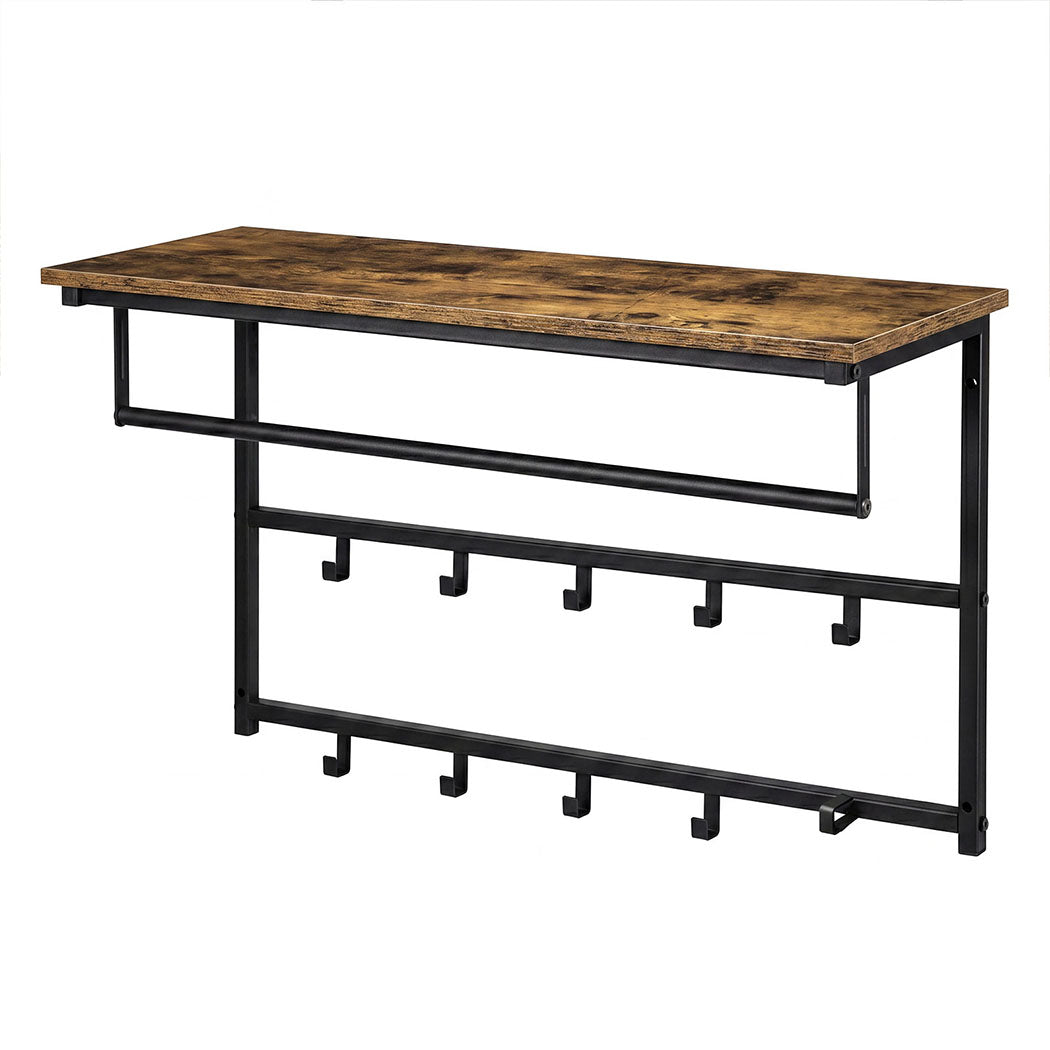 Floating Shelf Coat Rack Black 16x16cm