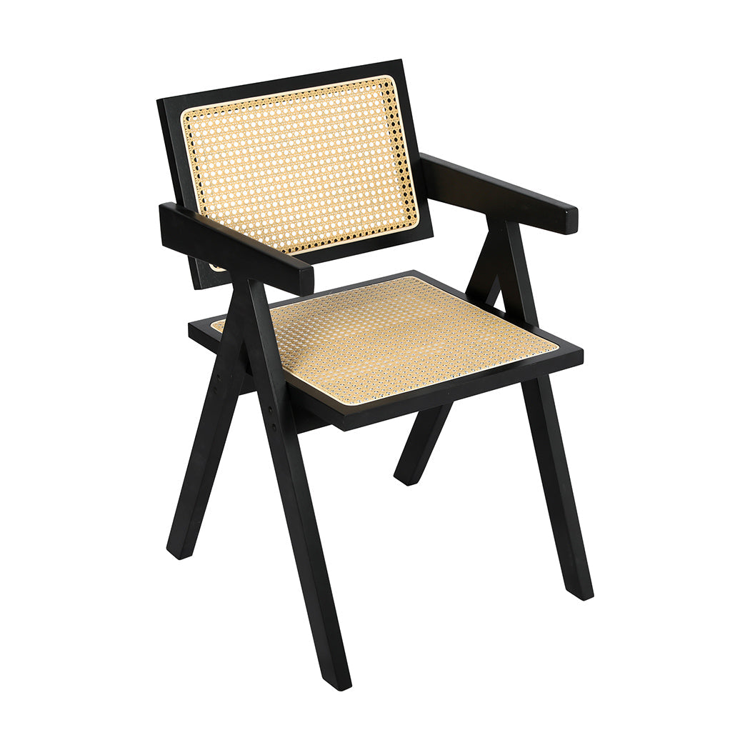 Black colour - Premium 1x Black Wicker Armchair Dining Chair  Easy Assembly