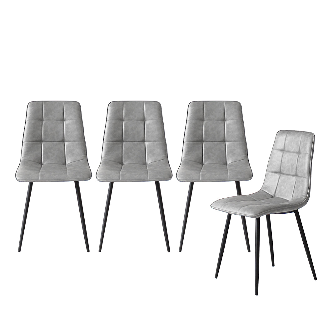 4x Dining Chairs Lounge Room Padded Seat PU Leather Grey/Blue