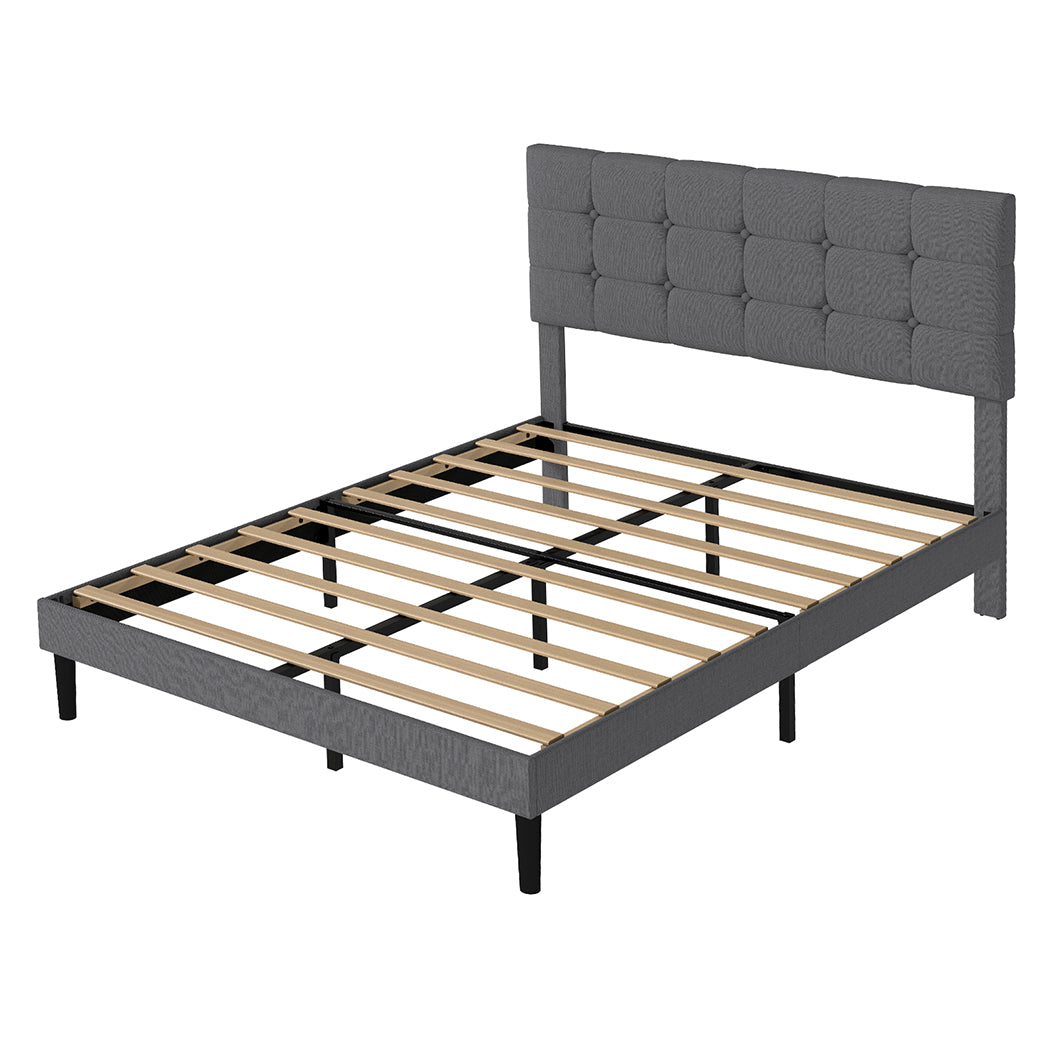 Grey Upholstered Bed Frame Queen 203.5x155x103cm