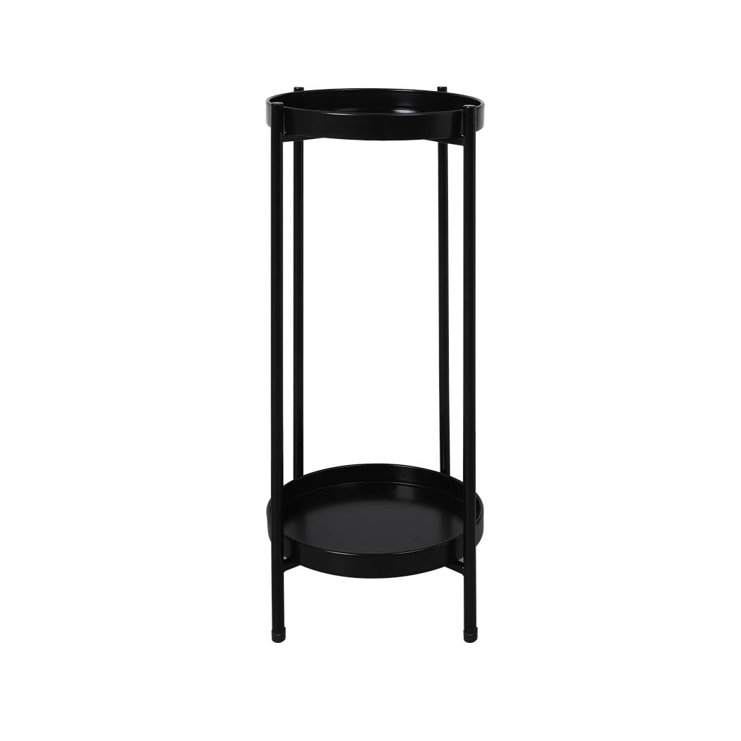 Black 2 Tier Plant Stand Large Garden Indoor Flower Holder