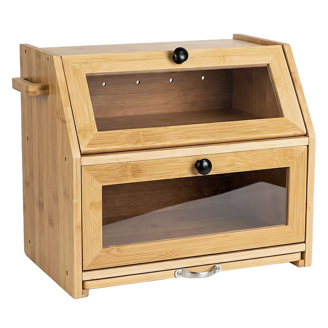 Bamboo Bread Bin Double Layer Cutting Board | Simpledeals