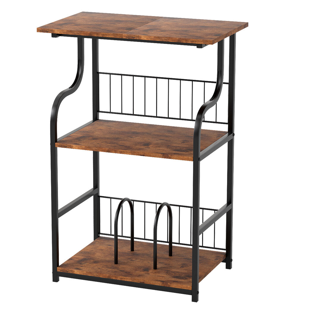 Side Table 3 Tier Storage Brown 50x30cm