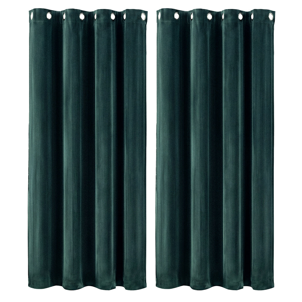 Green Velvet Blackout Curtains 2 Panels | Simpledeals