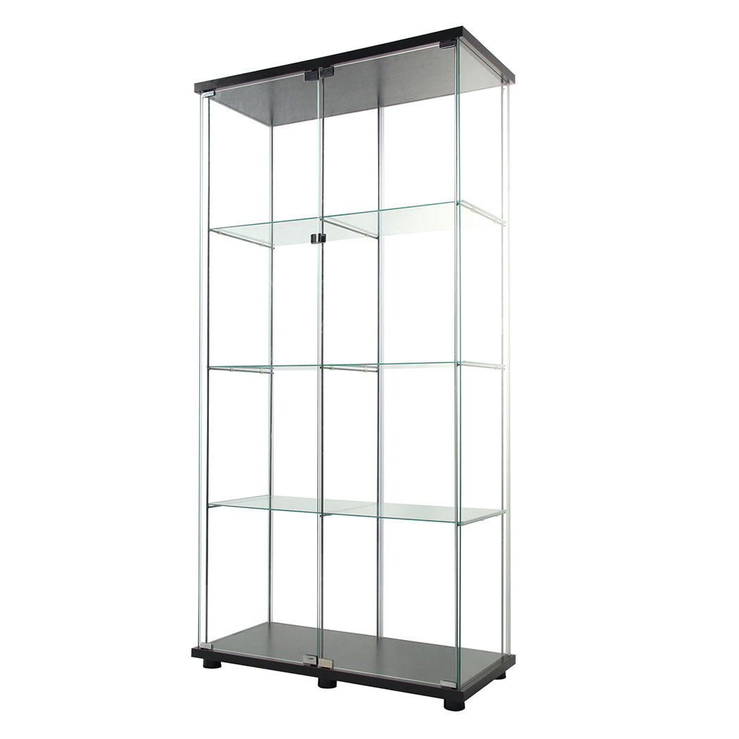 164Cm - Cozy 164cm Glass Display Cabinet 2 Doors  Wood Finish Classic