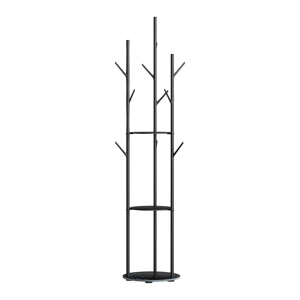 Black colour - Compact Coat Rack Clothes Stand 8 Hook Organizer Black  Space-Saving