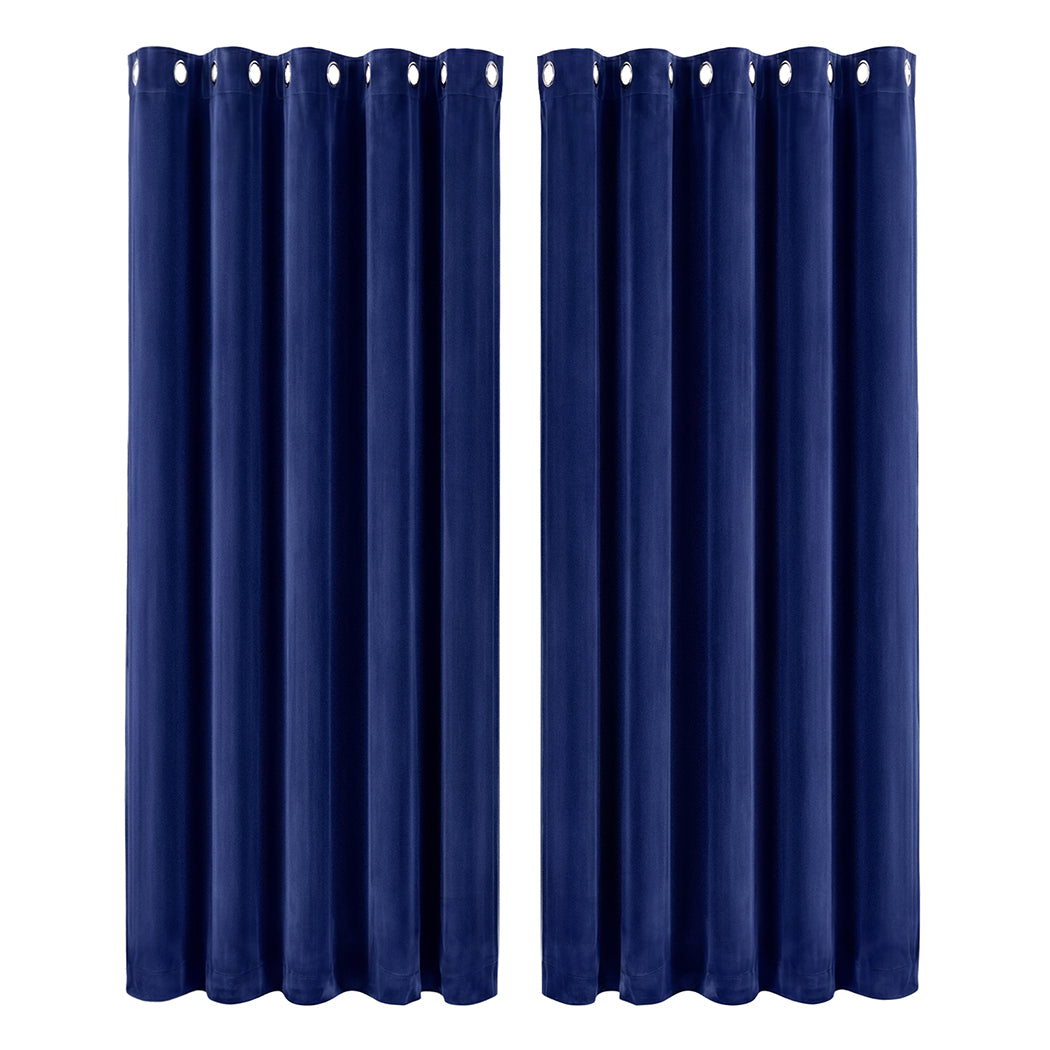 Velvet Blackout Curtains Blue 240x230cm | Simpledeals