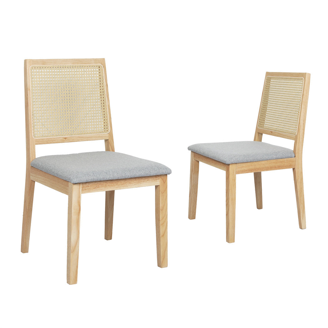 Rattan finish - Premium 2x Rattan Dining Chair Solid Wood Lounge  Scandi Inspired