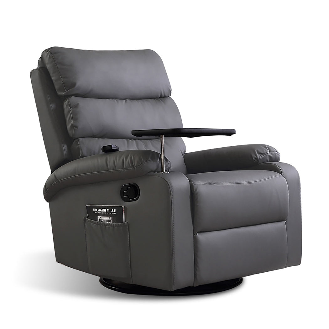 Grey Recliner Massage Chair Adjustable Comfort Lounge Seat