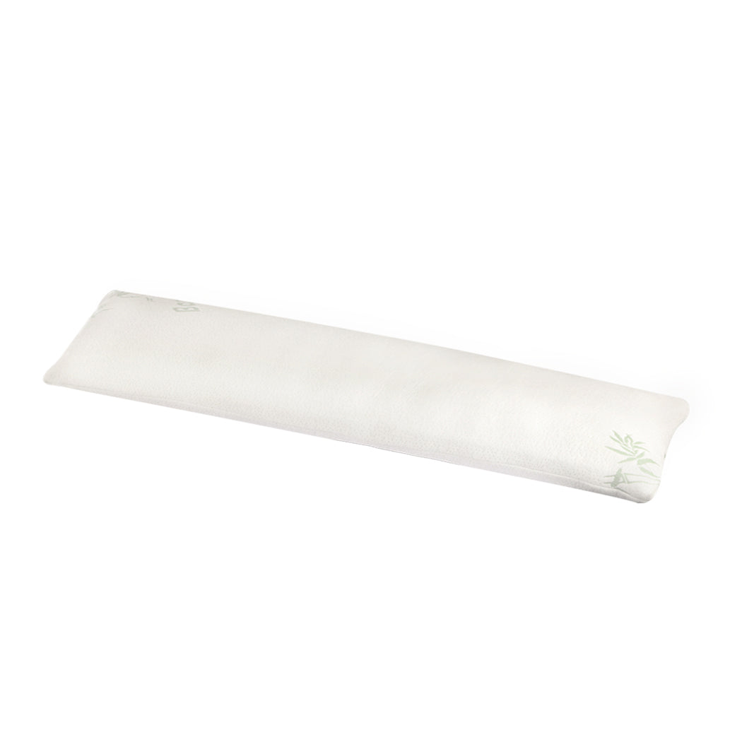 Memory Foam Body Pillow Long Bamboo Cover Full Body Support Pregnancy Pillow | Bamboo finish