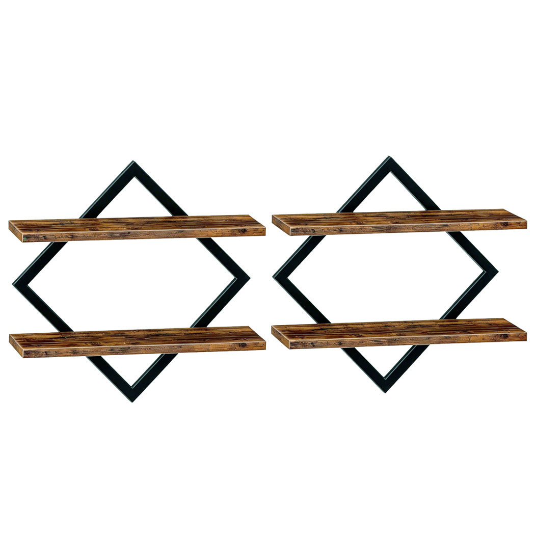 Floating Wall Shelf 2 Tier Industrial Bookshelf | Simpledeal