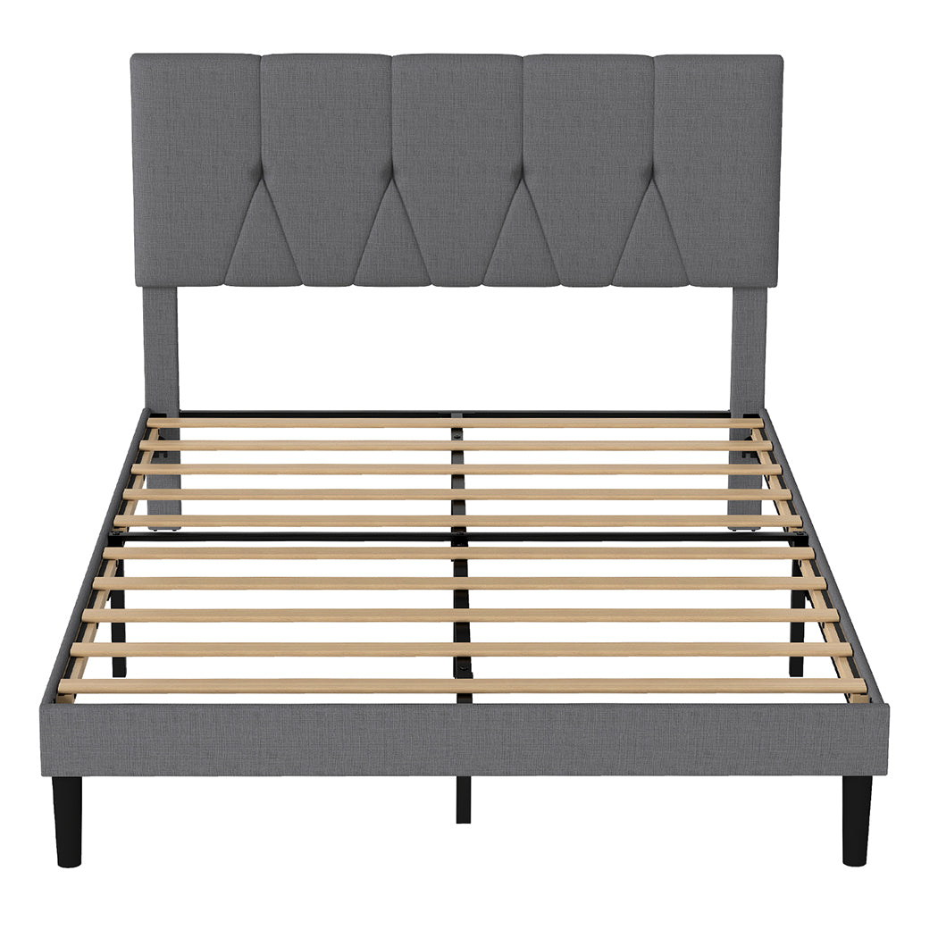 Grey Upholstered Bed Frame Queen 193.5x140x103cm