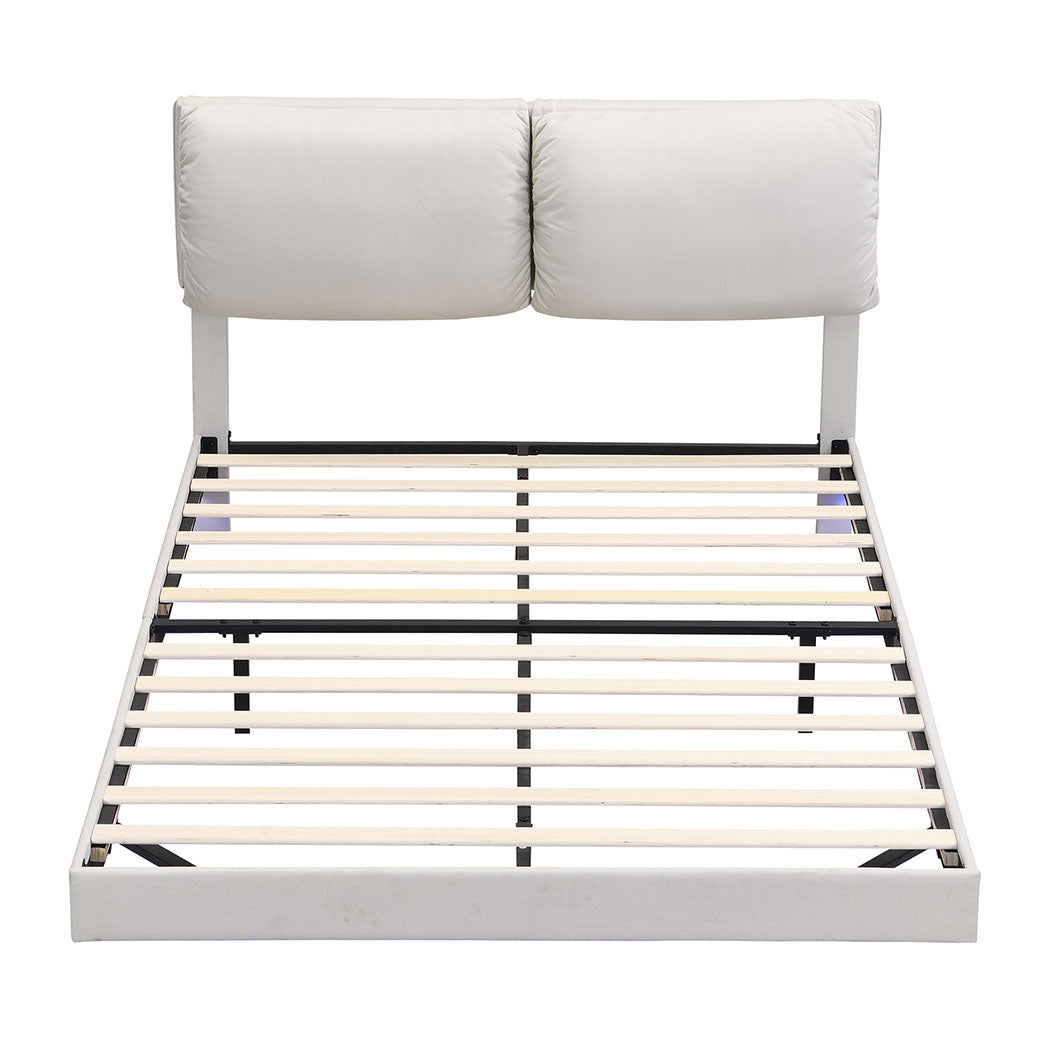 Double Floating Bed Frame With Sturdy Support