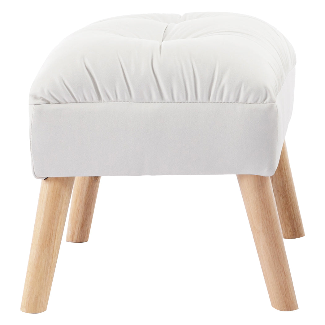 Cream Leather Ottoman Footstool 46x36x40cm