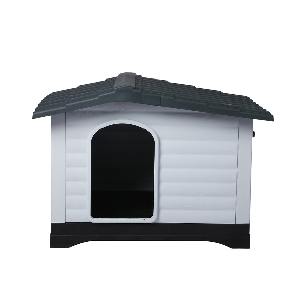 Plastic Dog Kennel House Weatherproof Pet Shelter Indoor Outdoor Grey