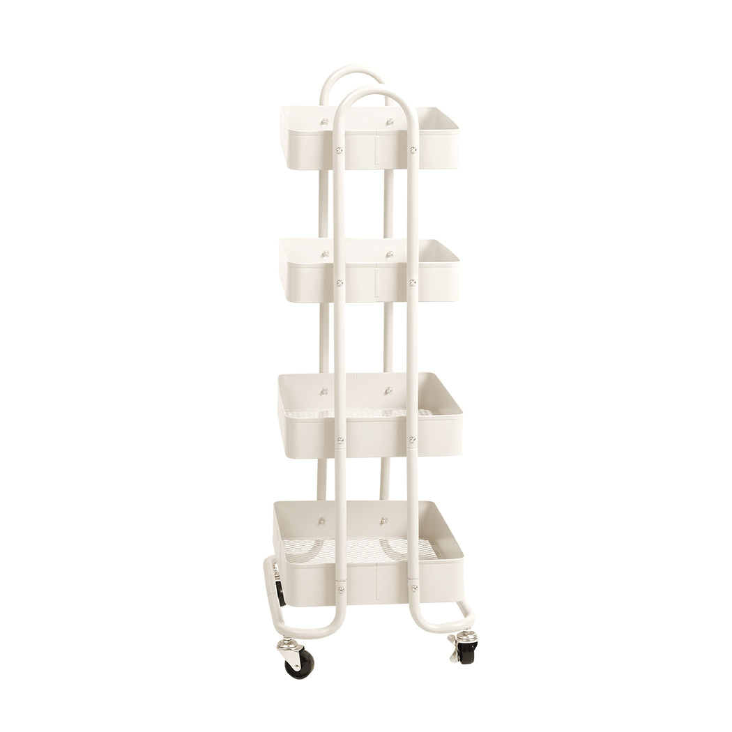 4 Tiers Kitchen Trolley Cart White | White colour