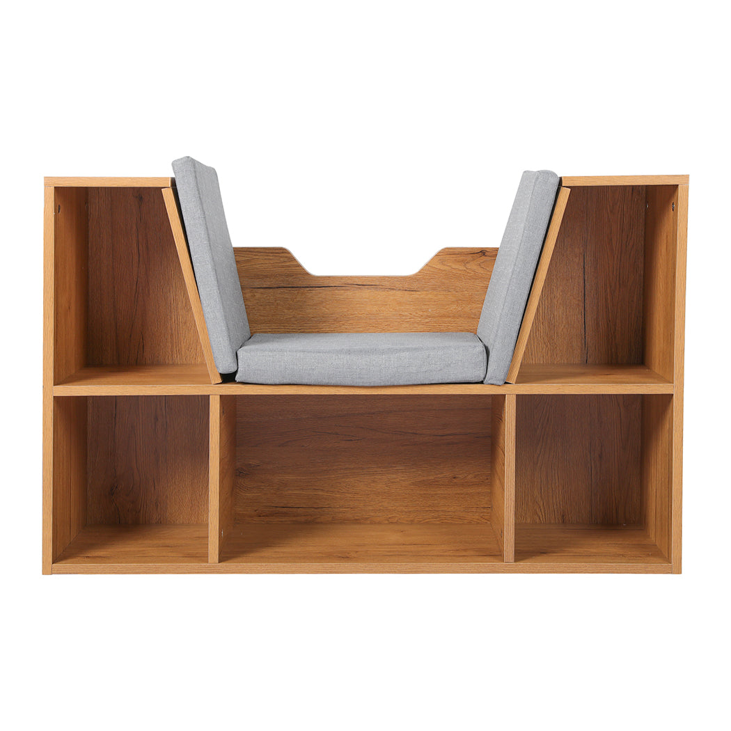 Kids Brown Bookcase & Toy Box Shelf Storage Organizer for Children