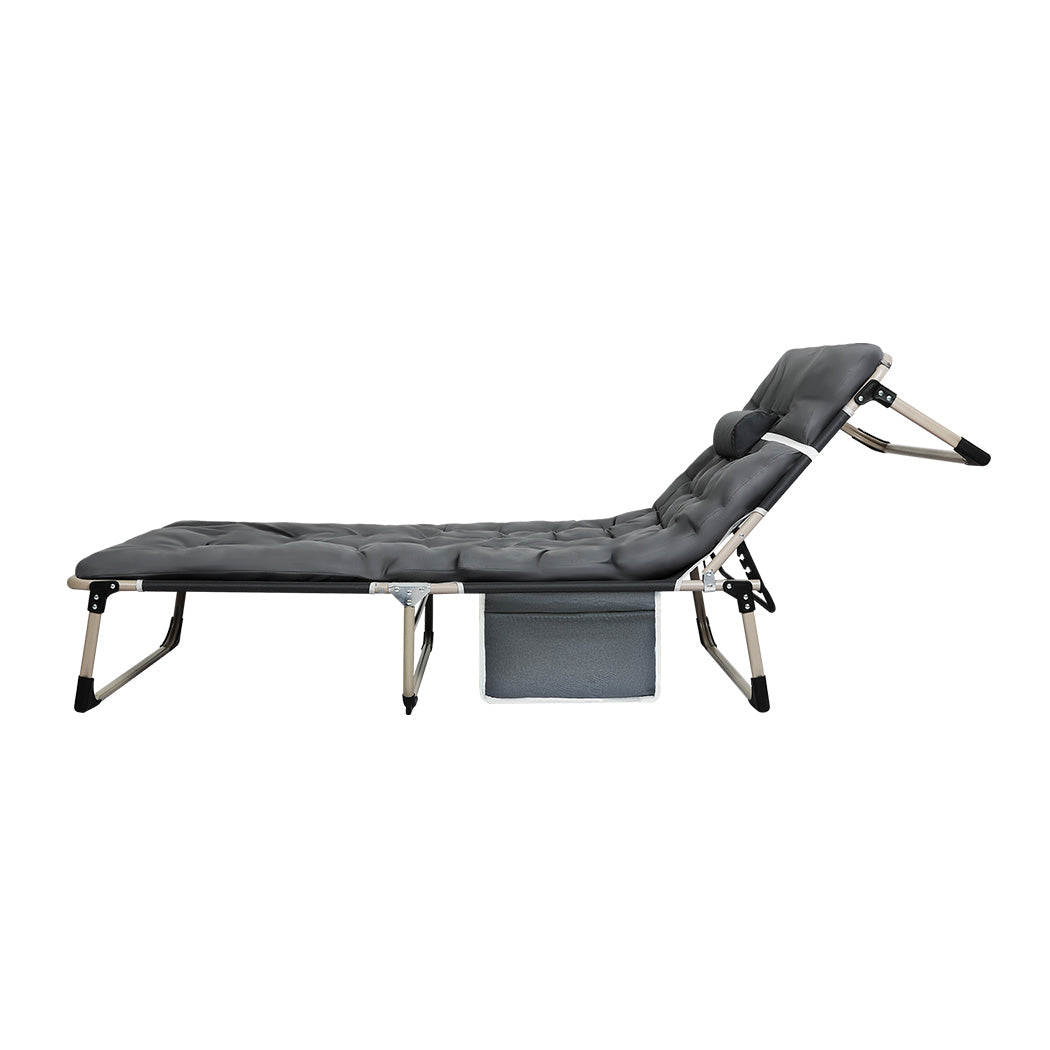 Folding Camping Bed Portable Grey 25x0.7cm